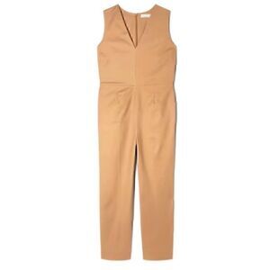 NWT EVERLANE The Structured Cotton Blend Jumpsuit Toasted Coconut Camel Size 2